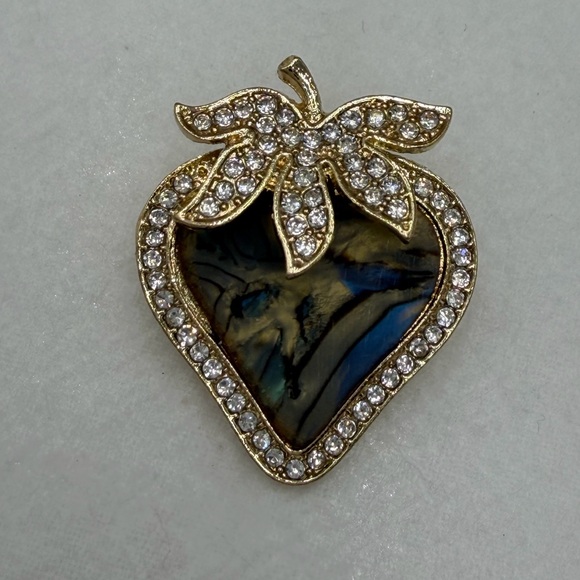 Jewelry - Gold and Blue Gemstone Strawberry Brooch